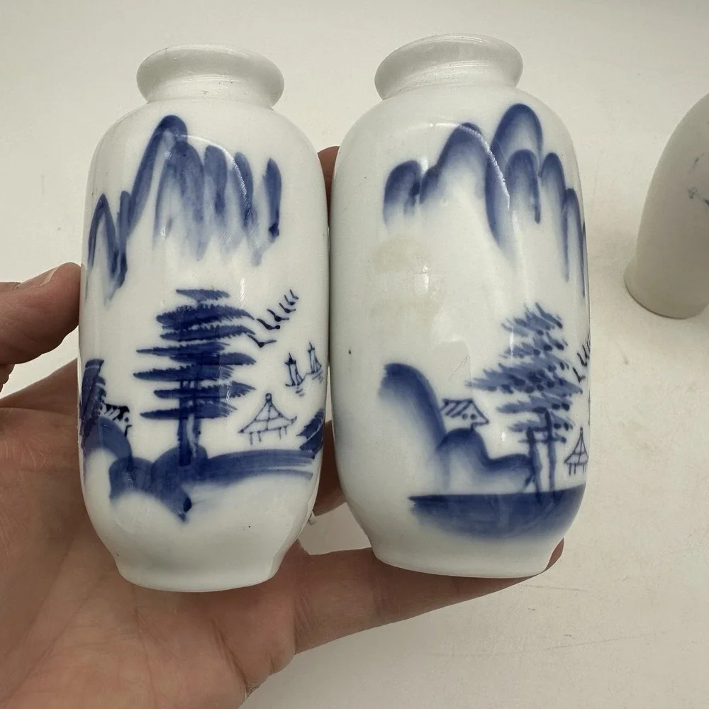 Lot Of 4 Vintage MCM Chinese Blue And White Chinoiserie Small 4